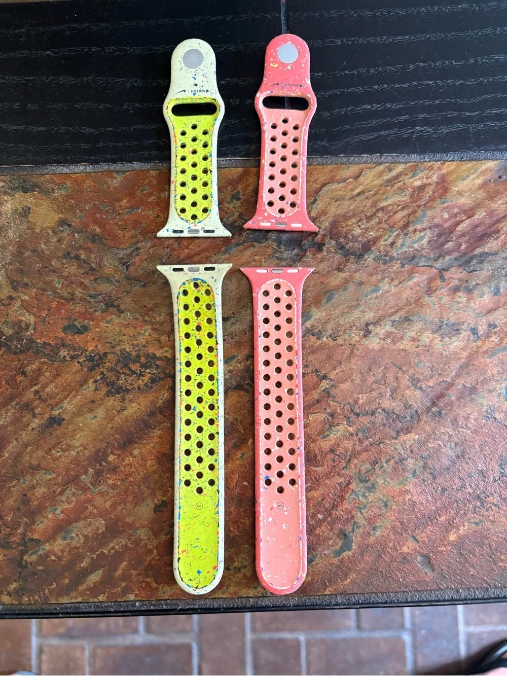 Apple Watch Nike Yellow, Coral and salmon Bands